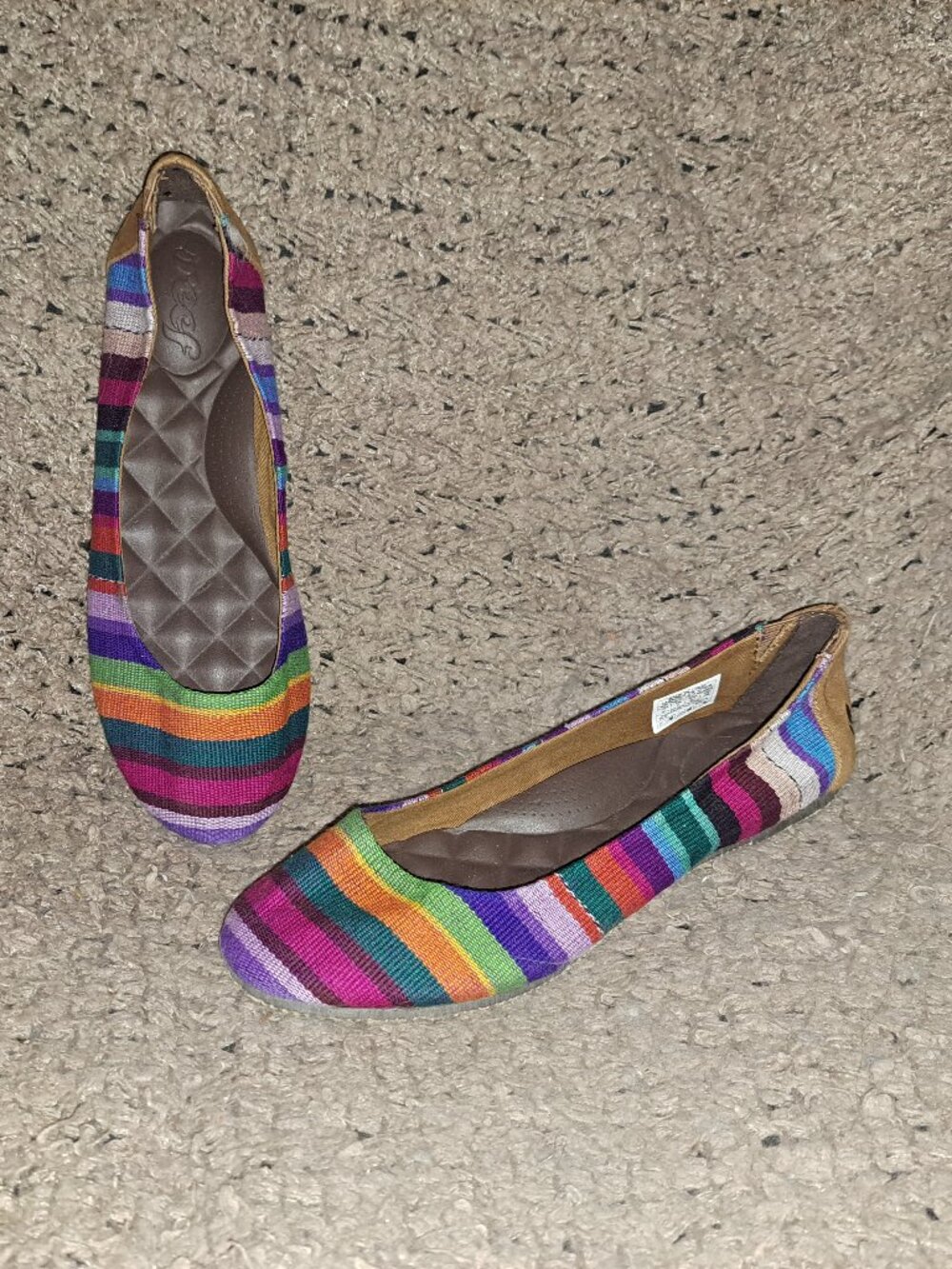 REEF-Rainbow Stripe Ballet Flats-Woven Fabric Shoes-Size 9-NEW